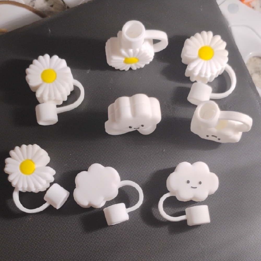Cute Cloud and Daisy Straw Toppers